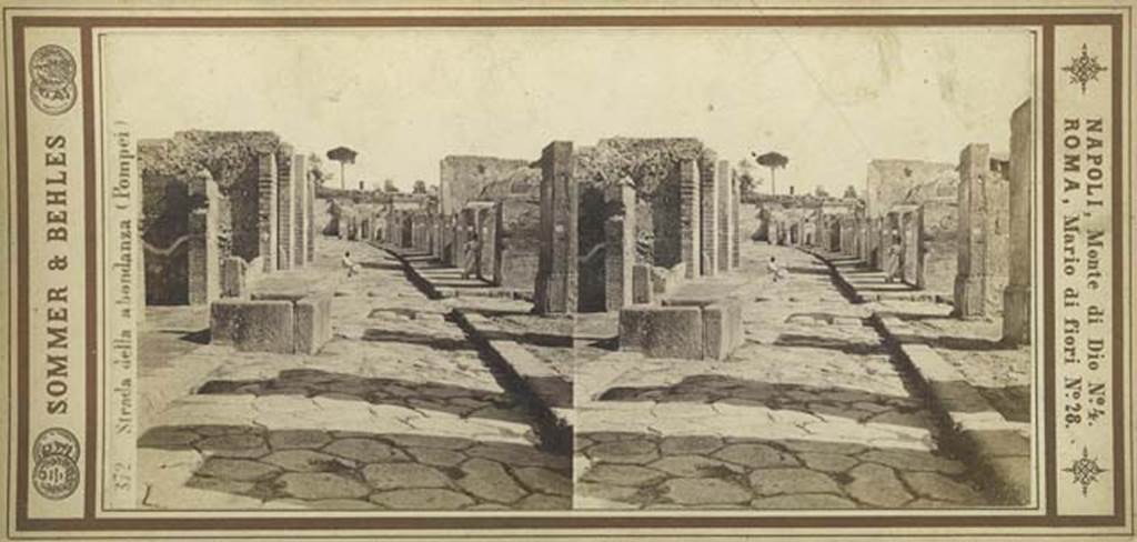 Fountain outside VII.14.13 and VII.14.14 on Via dellAbbondanza. Stereoview by Sommer & Behles, between 1867-1874, taken from near fountain at VII.14.13/14. Photo courtesy of Rick Bauer.
