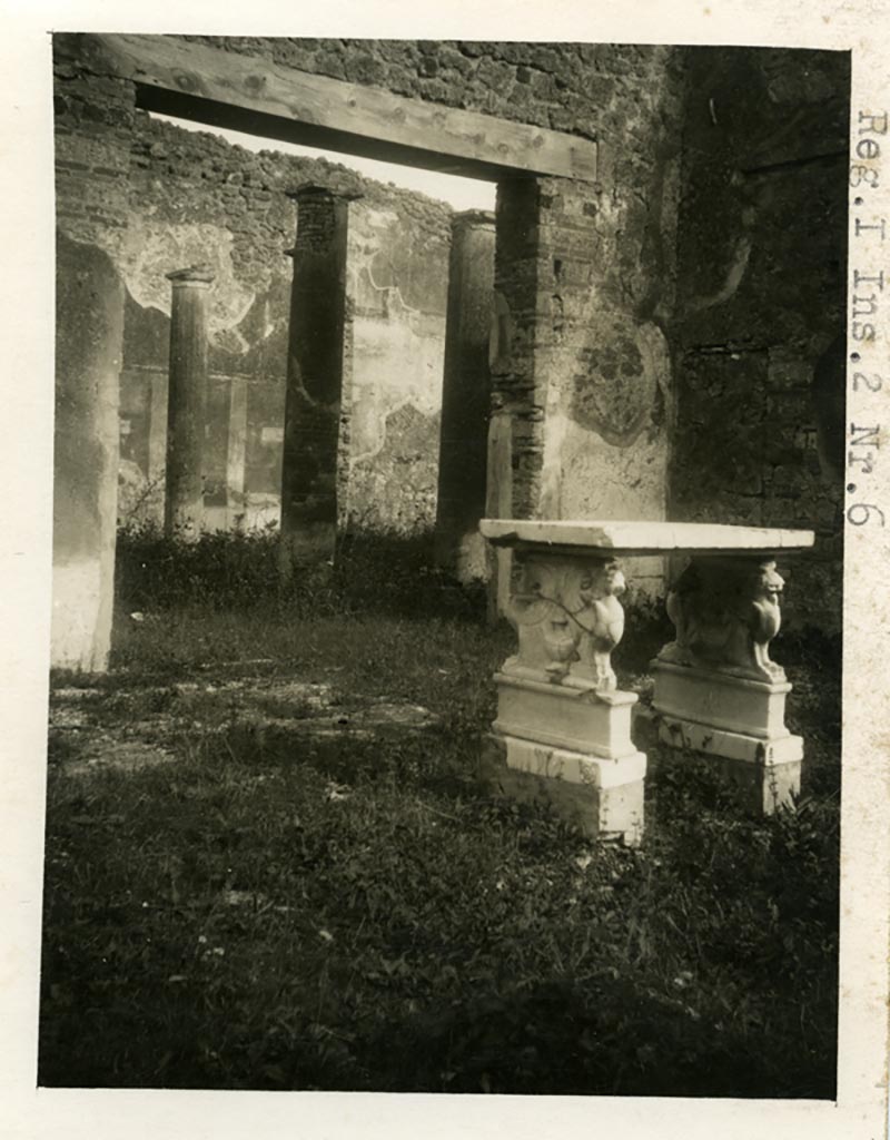 I.2.6 Pompeii. Pre-1937-39. Looking south-east from atrium towards peristyle.
Photo courtesy of American Academy in Rome, Photographic Archive. Warsher collection no. 1508.
