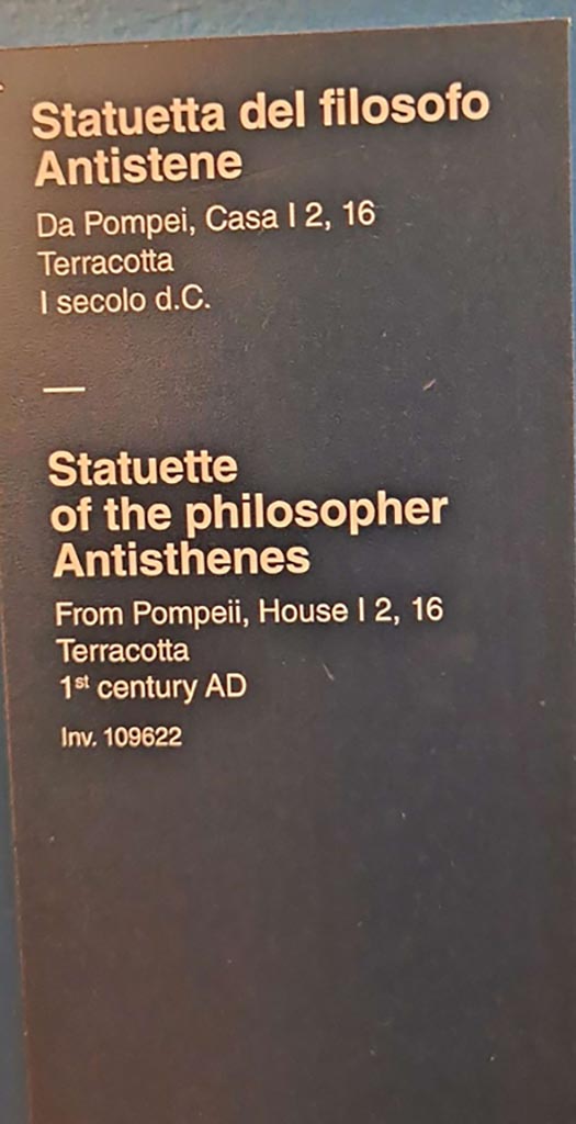 I.2.16 Pompeii. October 2023. 
Description card. Photo courtesy of Giuseppe Ciaramella. 
