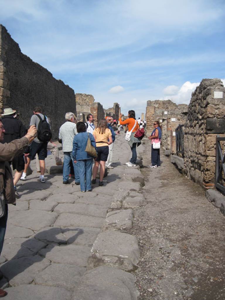 I.3.1 Pompeii. September 2010. Looking north along via Stabiana, with entrance doorway on right. Photo courtesy of Drew Baker.
