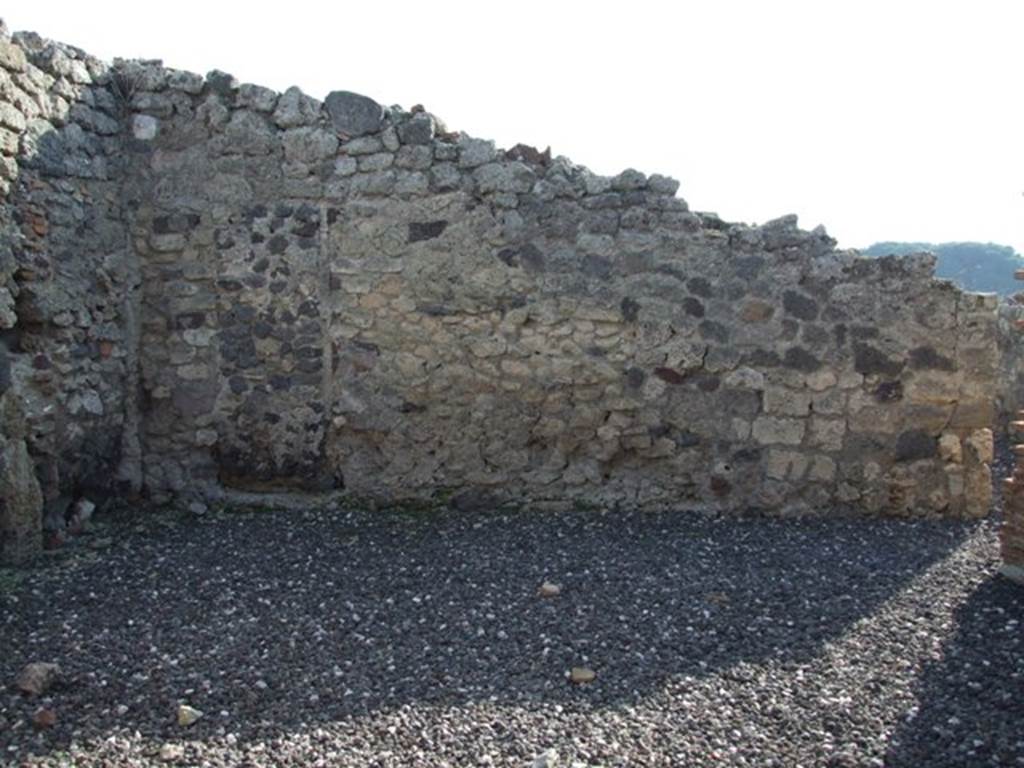 I.3.18 Pompeii. December 2007. South wall with doorway blocked in antiquity, originally leading to a room in I.3.20.