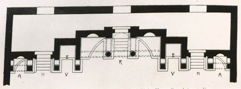 I.3.25 Pompeii. 1935 photograph taken by Tatiana Warscher of the plan of the Scenae Frons. (Fig.2, p.24)
See Warscher, T, 1935: Codex Topographicus Pompejanus, Regio I, 3: (no.71a), Rome, DAIR, whose copyright it remains.  
