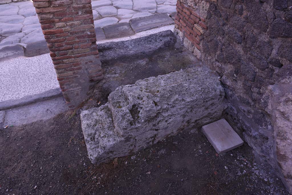 I.4.20/21 Pompeii. October 2019. Base of steps to upper floor, looking north from I.4.20.
Foto Tobias Busen, ERC Grant 681269 DCOR



