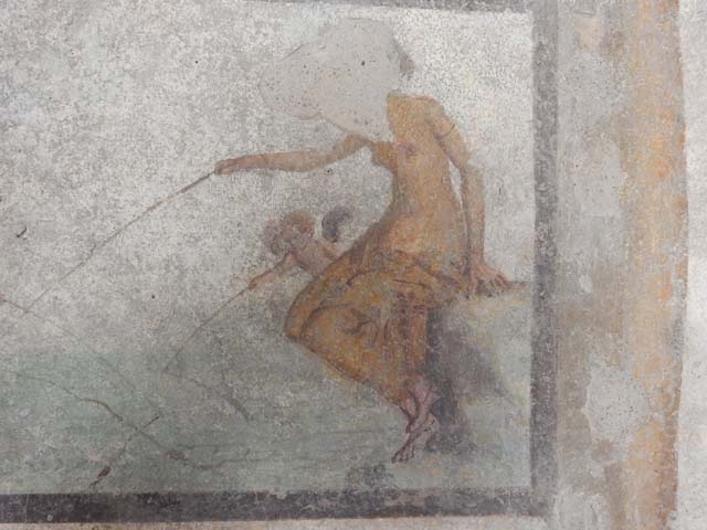 I.7.11 Pompeii. March 2012.  Wall painting of Venus or Aphrodite Pescatrice from west wall. Photo courtesy of Marina Fuxa.
