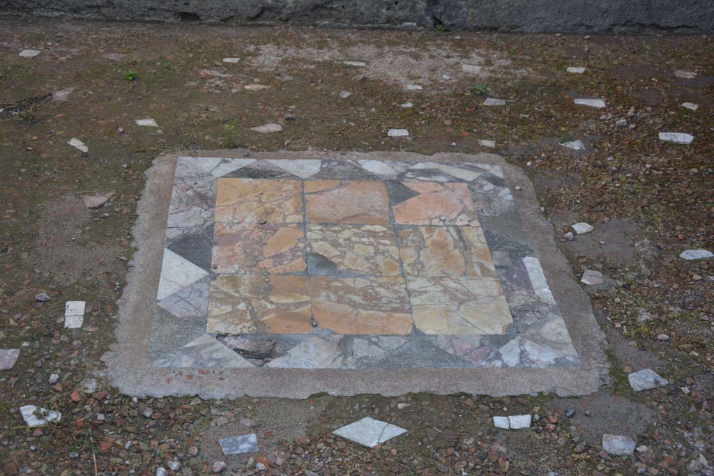 I.9.1 Pompeii. October 2019. Room 10, marble emblema in middle of floor of ala. 
Foto Annette Haug, ERC Grant 681269 DCOR.

