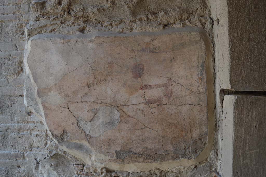 I.9.1 Pompeii. October 2017. East wall of vestibule, with remains of wall painting of Mercury and Hercules.
Foto Taylor Lauritsen, ERC Grant 681269 DCOR.


