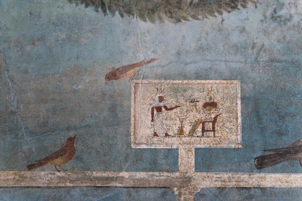 I.9.5 Pompeii, October 2022. Room 5, detail from north end of upper east wall. Photo courtesy of Klaus Heese.