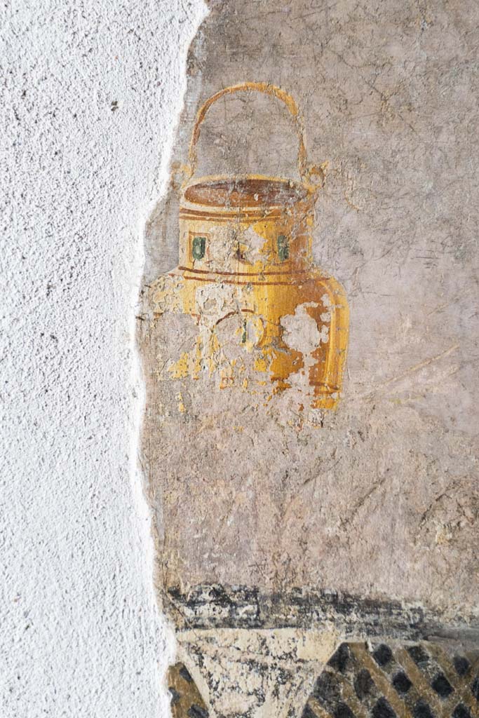 I.9.5 Pompeii. April 2022. 
Room 11, detail from north wall at east end. Photo courtesy of Johannes Eber.
