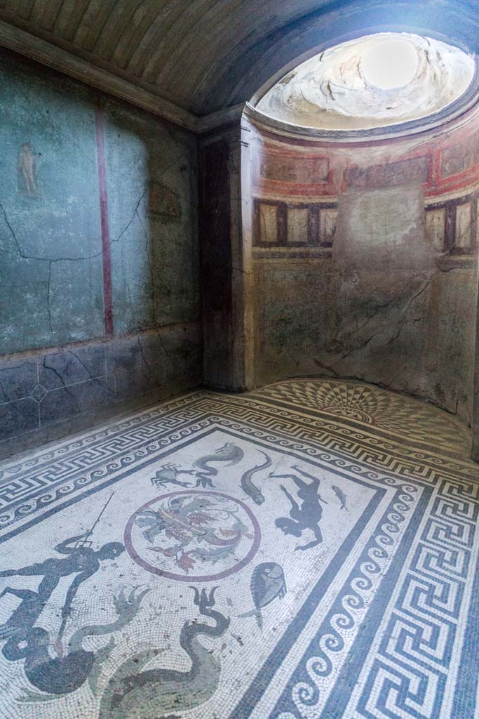 I.10.4 Pompeii. April 2022. 
Room 48, looking towards south-west corner with semi-circular alcove. Photo courtesy of Johannes Eber.

