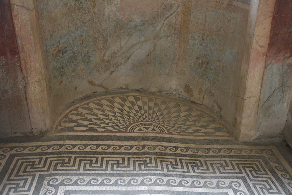 I.10.4 Pompeii. September 2019. Room 48, mosaic floor in semi-circular alcove.
Foto Annette Haug, ERC Grant 681269 DCOR.
