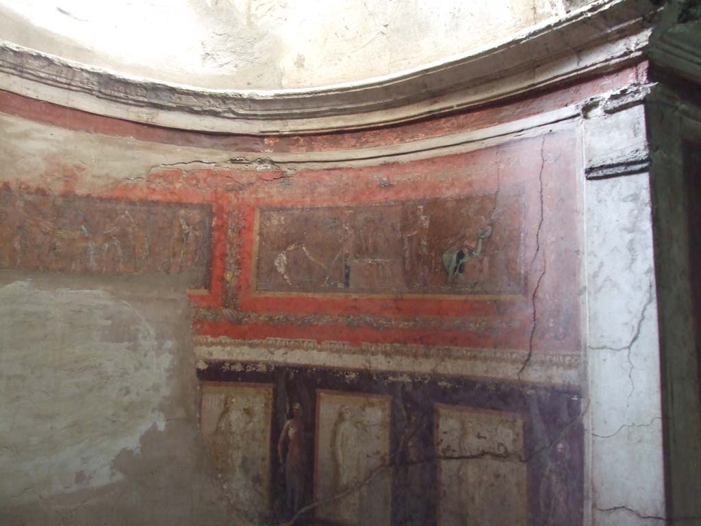 I.10.4 Pompeii. May 2006. Room 48, painted scene in semi-circular alcove.