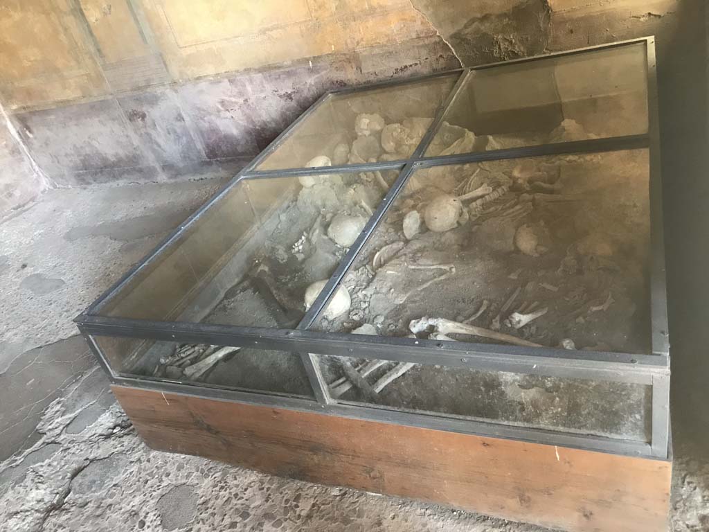 I.10.4 Pompeii. April 2019. Room 19, looking south across glass display case, from doorway. 
Photo courtesy of Rick Bauer.
