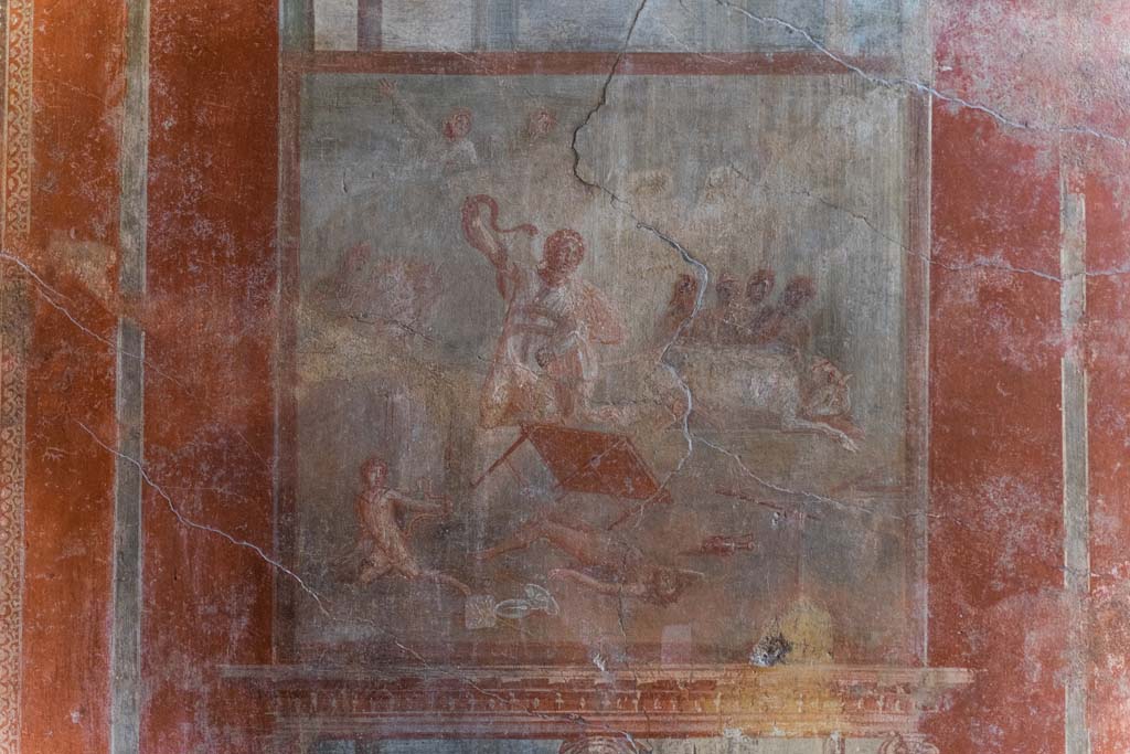 I.10.4 Pompeii. April 2022. 
Room 4, central panel from south wall. Photo courtesy of Johannes Eber.
