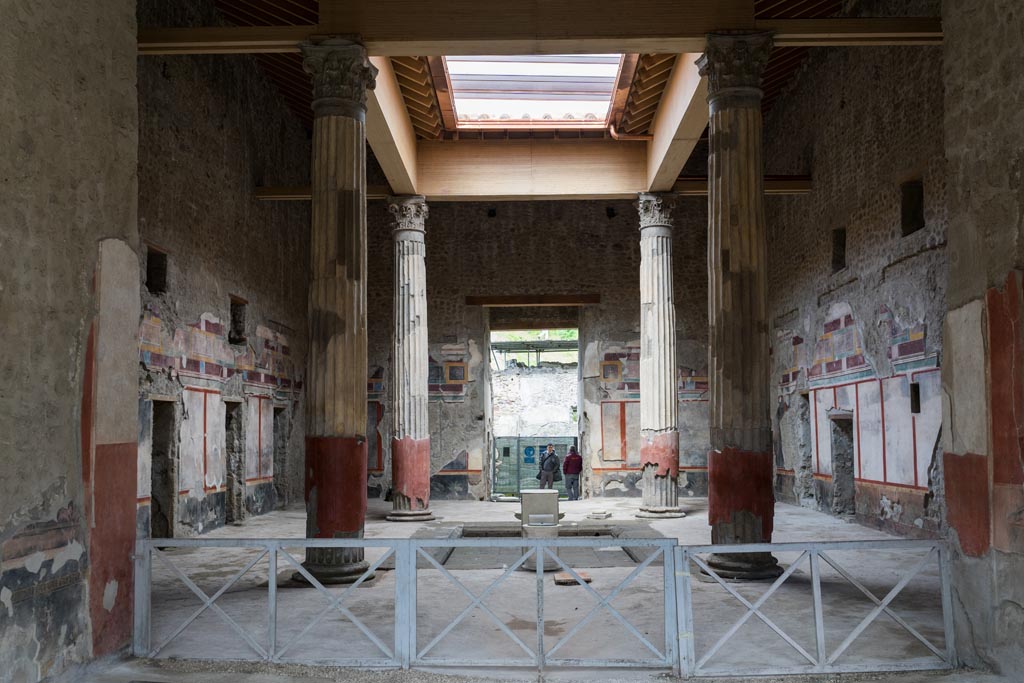 V.2.i Pompeii. March 2023. Room 1, looking north across atrium with compluvium, from room 7, tablinum. Photo courtesy of Johannes Eber.