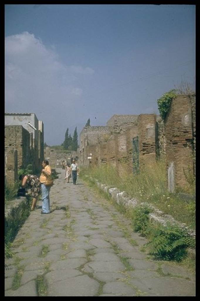 VI.3.9 Pompeii.  Looking north along Via Consolare, from outside V.3.9, on the right.  Photographed 1970-79 by Gnther Einhorn, picture courtesy of his son Ralf Einhorn.
