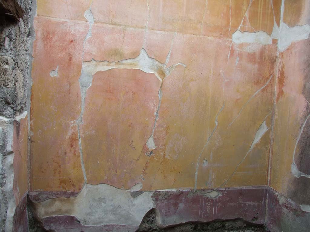 VI.7.23 Pompeii. December 2006. Painted wall plaster in cubiculum on north side of tablinum, south wall.