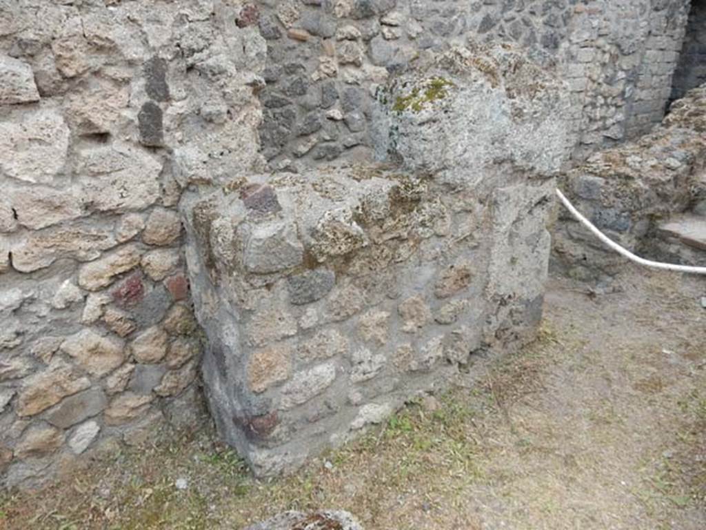 VI.8.22 Pompeii. May 2017. 
Newly restored structure on east side of doorway into room 5, on right, the area on south side of stairs.
Photo courtesy of Buzz Ferebee.

