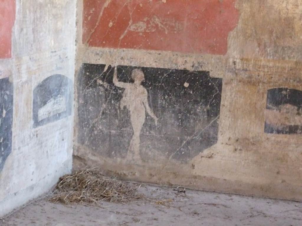 VI.9.2 Pompeii. December 2007. Room 27, painting of standing figure at west side of north wall.