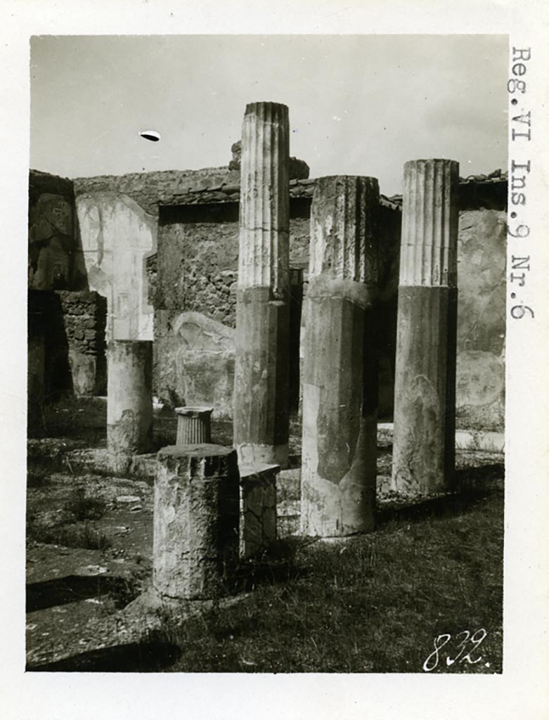 VI.9.6 Pompeii. Pre-1937-39. Room 3, looking north-west across the atrium, from outside room 8.
Photo courtesy of American Academy in Rome, Photographic Archive. Warsher collection no. 832.
