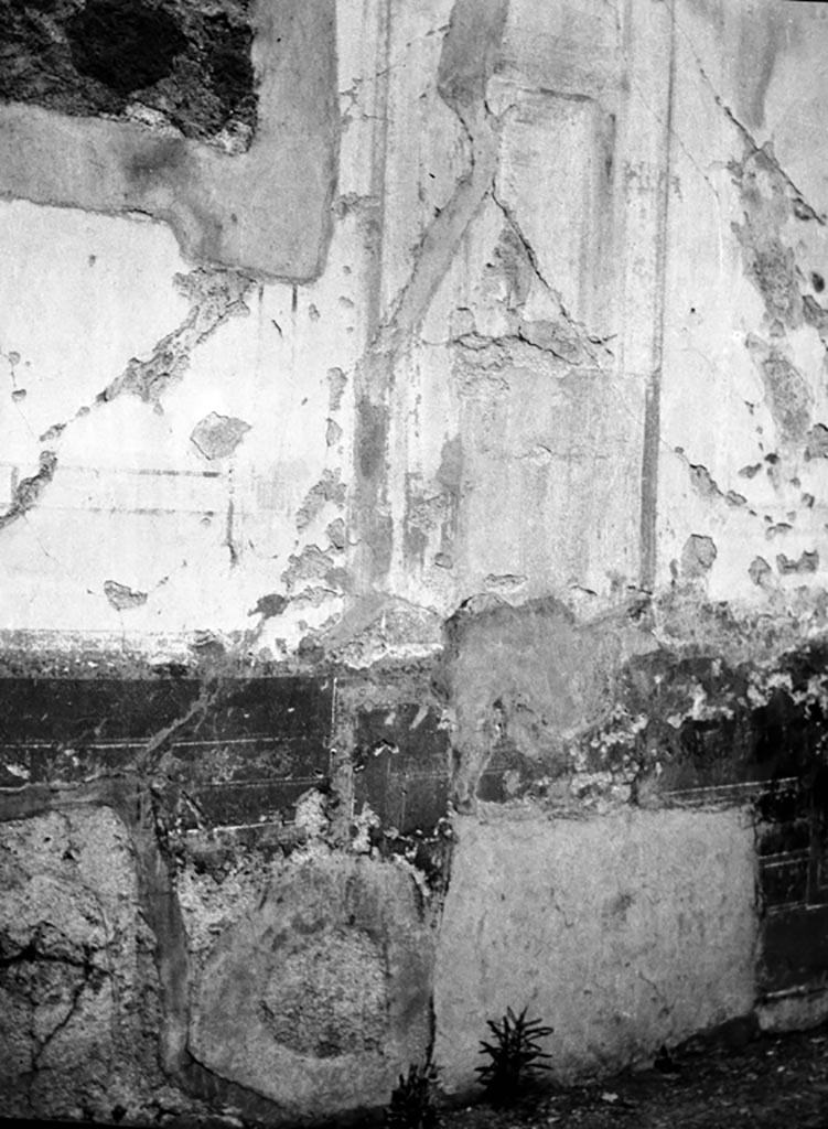 VI.9.6 Pompeii. W.821. Room 14, remains of painted decoration at east end of north wall.
Photo by Tatiana Warscher. Photo © Deutsches Archäologisches Institut, Abteilung Rom, Arkiv. 
