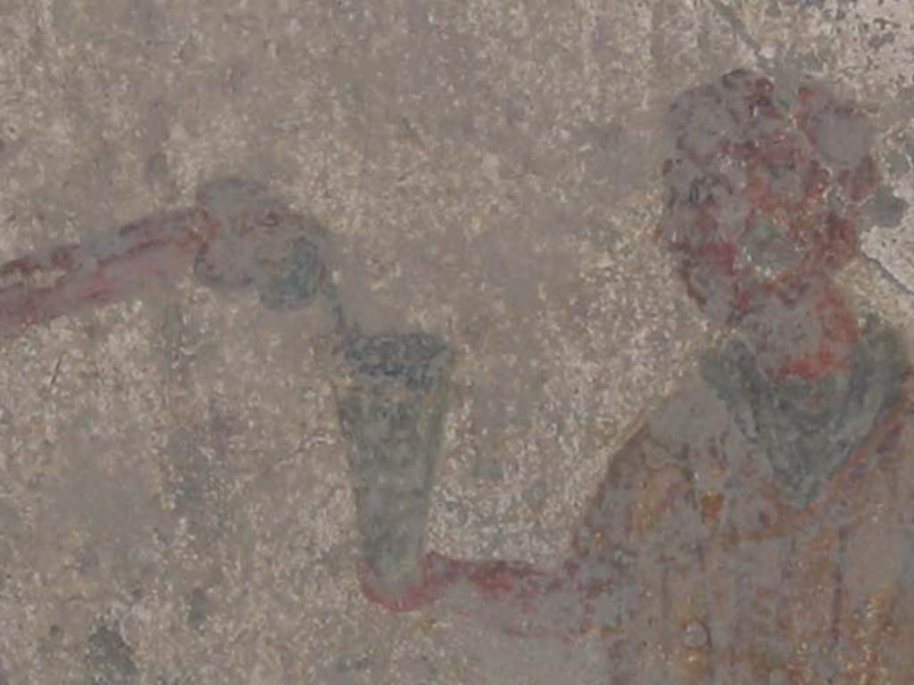 VI.10.1 Pompeii. May 2003. Detail from fresco on north wall of rear room. Photo courtesy of Nicolas Monteix.