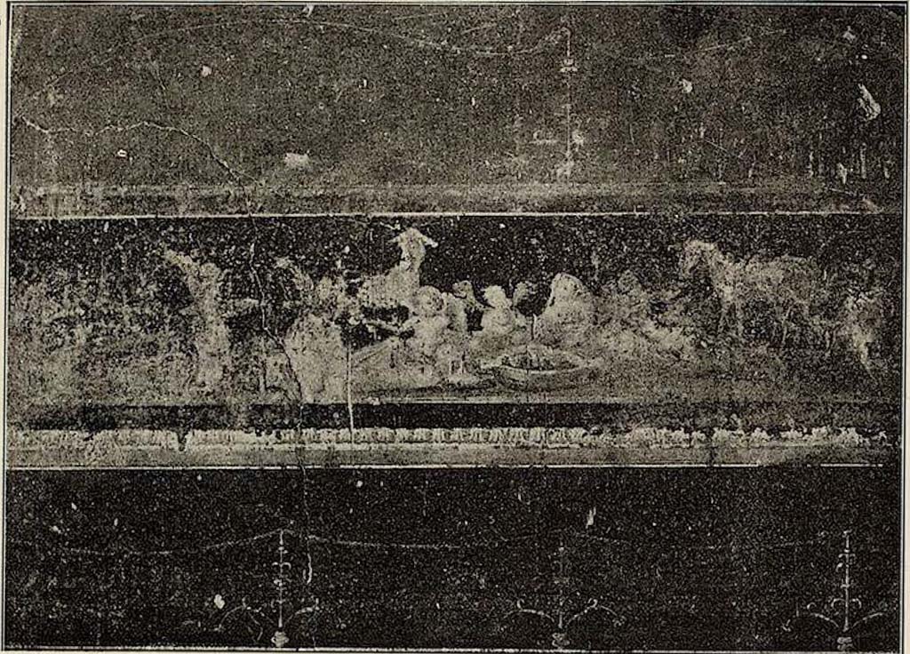 VI.15.1 Pompeii. Detail from north wall, at east end, cupids celebrating the festival of Vesta. 
See Sogliano, A. La Casa dei Vettii in Pompei Mon. Ant. 1898, (p.353-4, fig 53)
