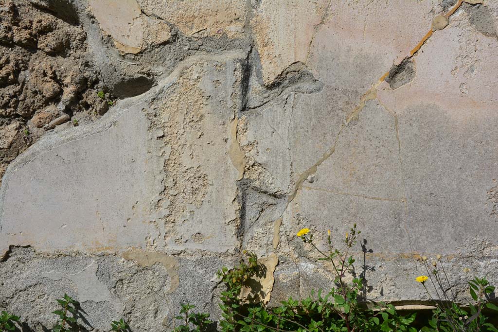VI 15 5 Pompeii. March 2019. Oecus 24, detail of remaining decoration towards east end of north wall above bed recess.
Foto Annette Haug, ERC Grant 681269 DCOR.

