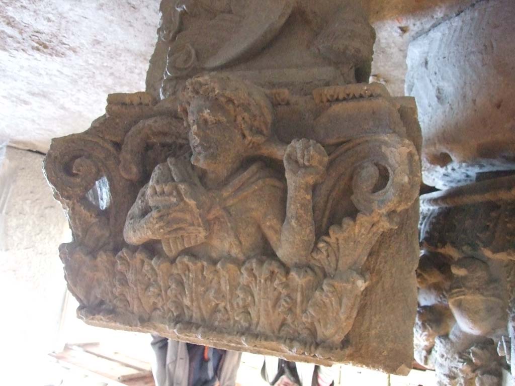 VI.17.17 Pompeii. December 2007. Second side of capital from door pillar, photographed in storage at Forum Granaio VII.7.29.