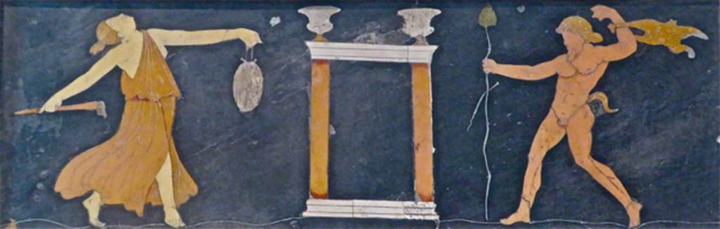 VII.4.31/51 Pompeii. Found in tablinum on 22nd May 1845.  Dionysiac scene in coloured marble. 
Now in Naples Archaeological Museum. Inventory number 9977.
According to PAH II, 440, two opus sectile panels were found in VII.2.38.
According to Naples Museum and PPM, these were found in VII.4.31/51.
See Carratelli, G. P., 1990-2003. Pompei: Pitture e Mosaici.  Roma: Istituto della enciclopedia italiana. (245-13-14).
See Pagano, M., and Prisciandaro, R., 2006. Studio sulle provenienze degli oggetti rinvenuti negli scavi borbonici del regno di Napoli: Naples : Nicola Longobardi. (p.160-1). 
Photo courtesy of Michael Binns.
