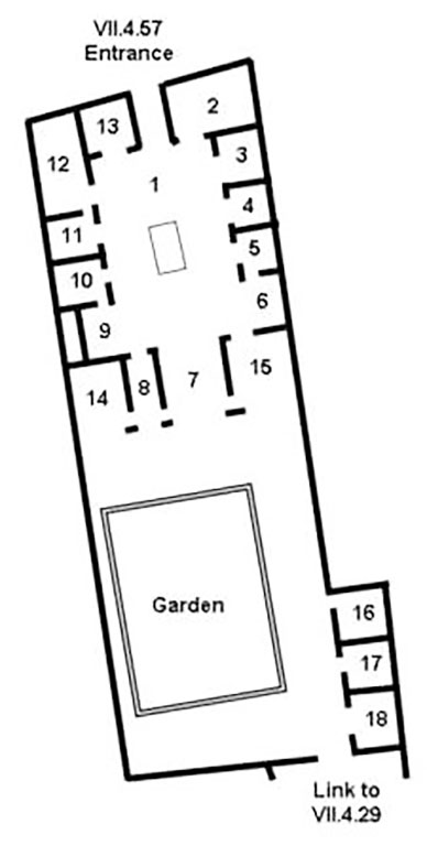 VII.4.57 Pompeii. Casa dei Capitelli Figurati. Plan