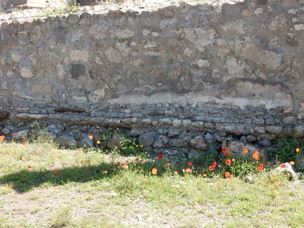 VII.7.32 Pompeii. May 2018. West wall of podium. Photo courtesy of Buzz Ferebee.