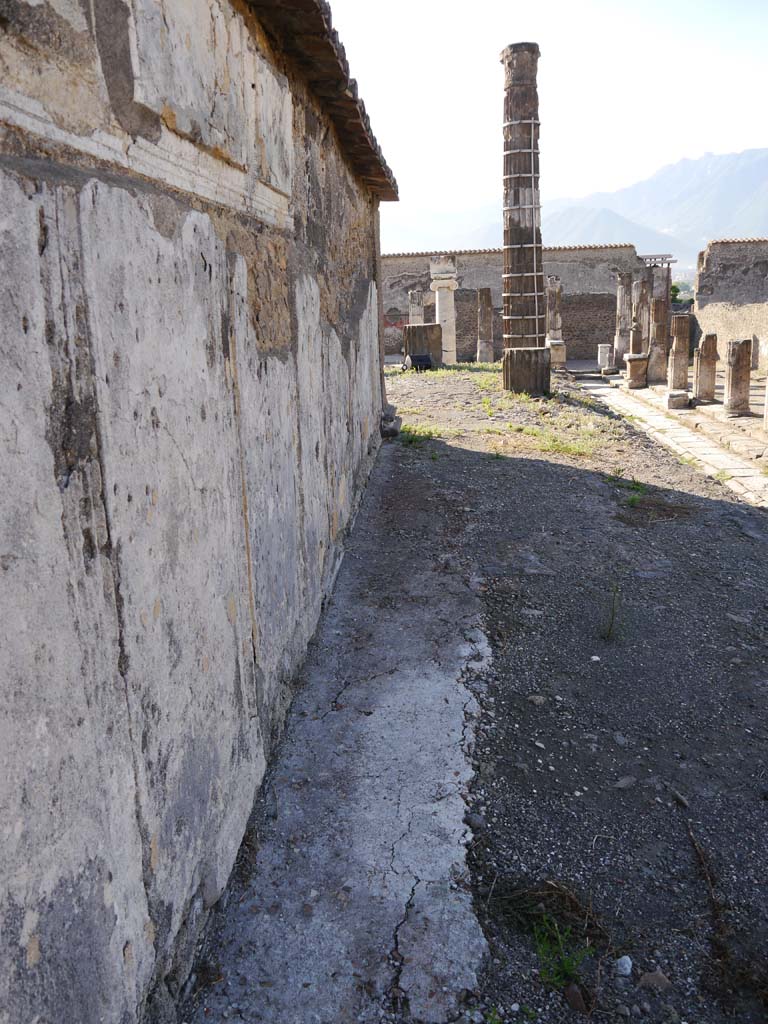 VII.7.32, Pompeii. September 2018. Looking south along exterior west side of cella.
Foto Anne Kleineberg, ERC Grant 681269 DÉCOR.

