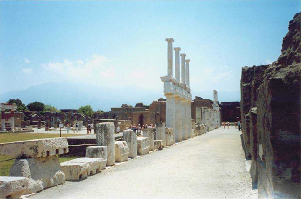 VII.8 Pompeii Forum. June 2019. Looking south-east along the west side. Photo courtesy of Buzz Ferebee.