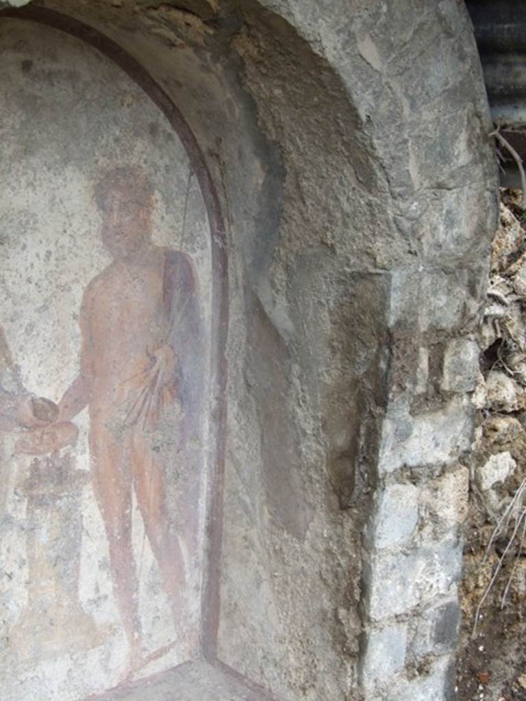 VII.11.14 Pompeii. March 2009. Garden “C”, painting of Jupiter on lararium.
