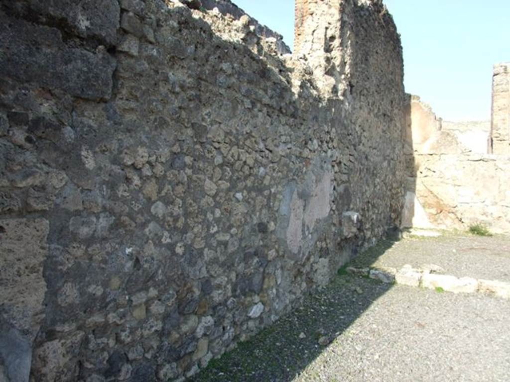 VII.14.6 Pompeii. December 2007. West wall of shop and rear room.