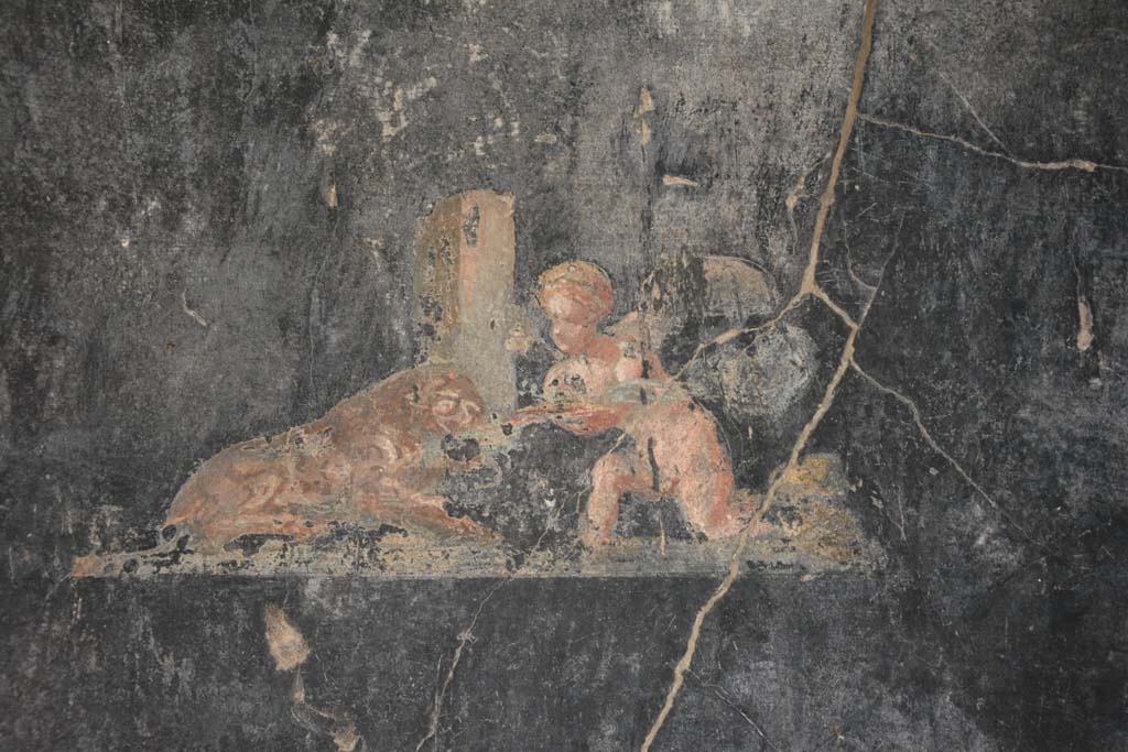 VII.16.22 Pompeii. October 2018. Room 58, detail from centre of panel on west side of central painting on north wall.
Foto Annette Haug, ERC Grant 681269 DCOR.



