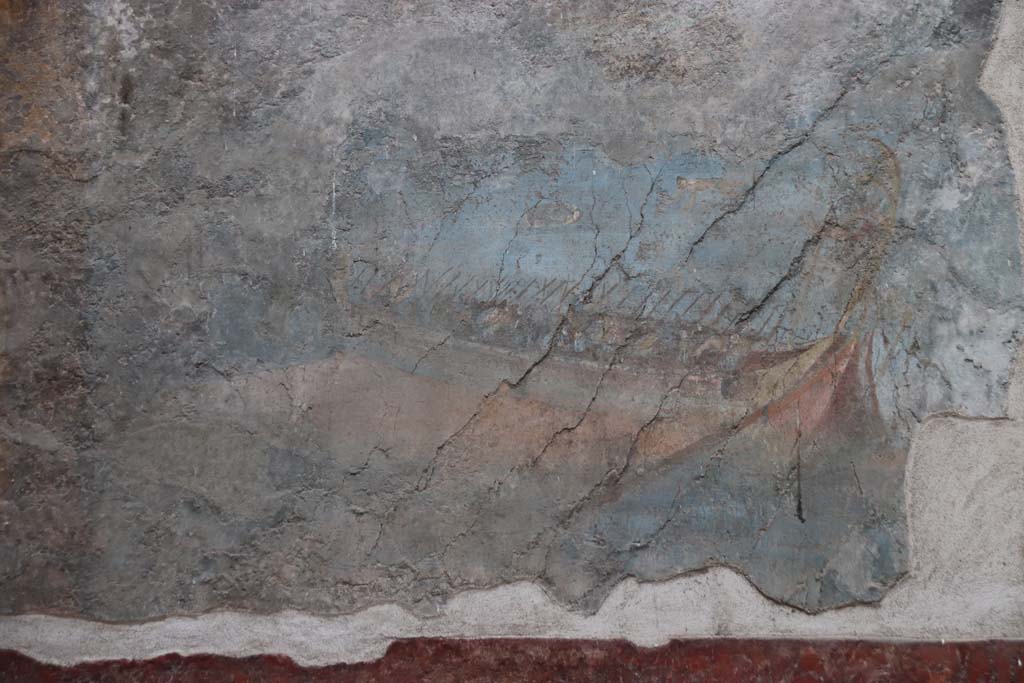 VII.16.a Pompeii. October 2020. Room 9, detail from west end of north wall. Photo courtesy of Klaus Heese.
