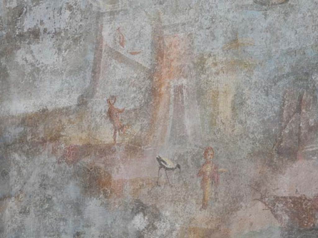 VII.16.a Pompeii. October 2020. 
Room 9, detail of marine scene from north end of east wall. Photo courtesy of Klaus Heese.

