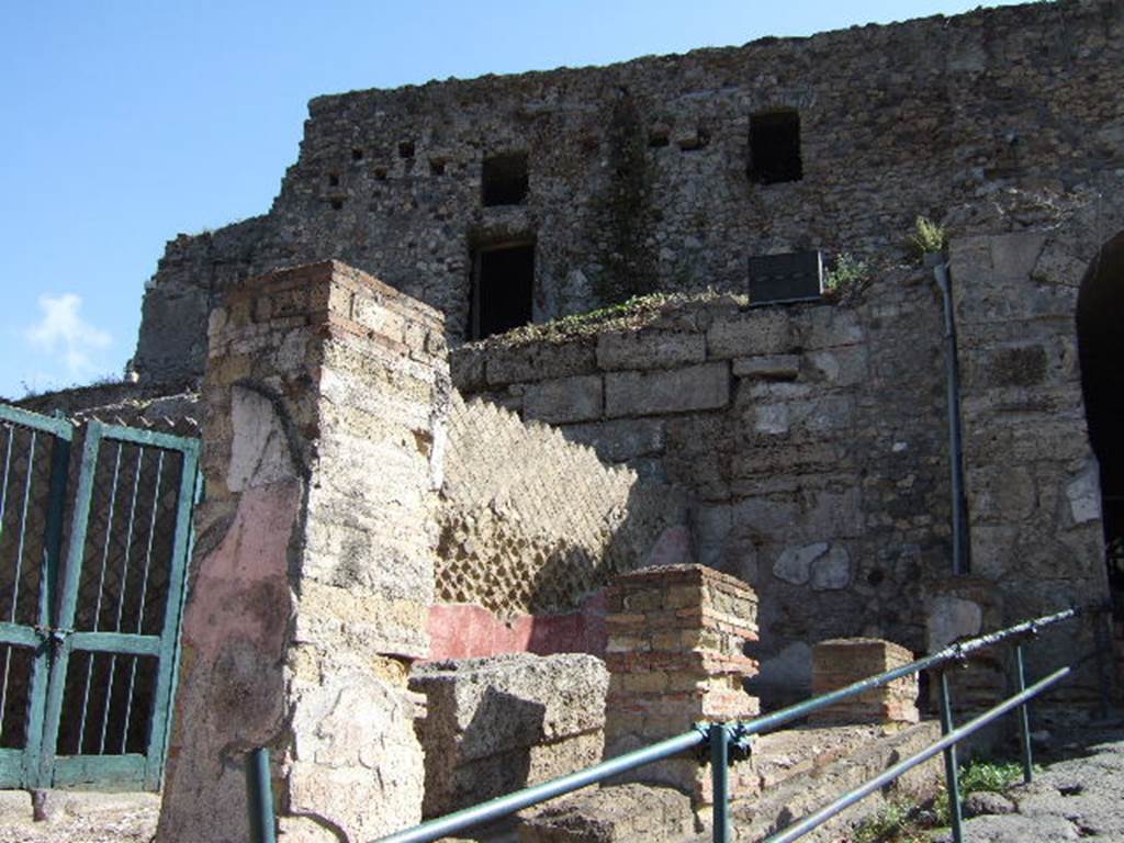 VII.16.a Pompeii. September 2005. Entrance to upper floor, and city wall near Porta Marina.