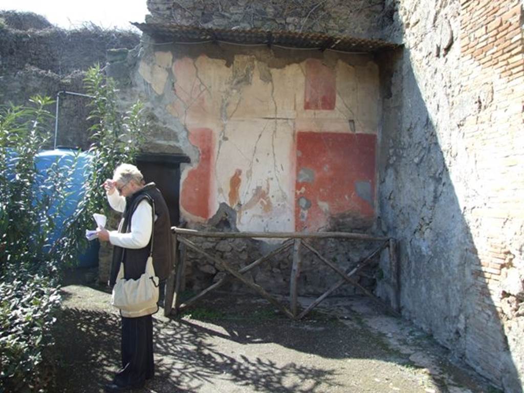 VIII.5.15 Pompeii. March 2009.  Room 2,  West wall, with painted panels.