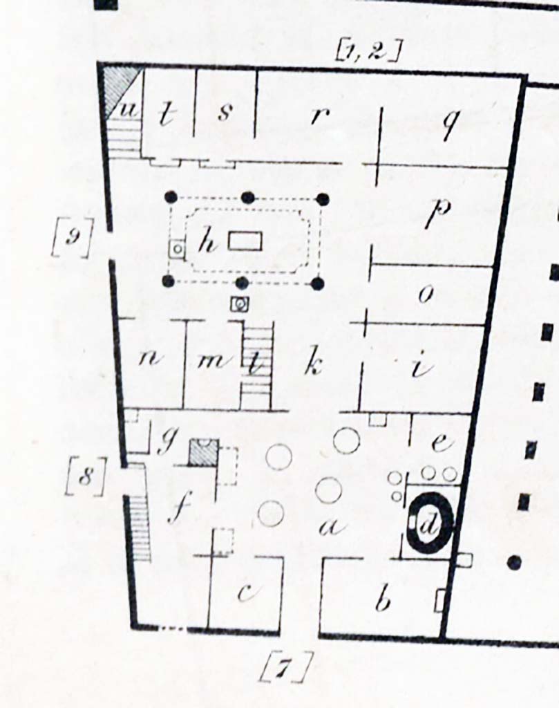 VIII.6.1.10.11 Pompeii. 1883 plan. See Bullettino dellInstituto di Corrispondenza Archeologica (DAIR), 1883, p.170.