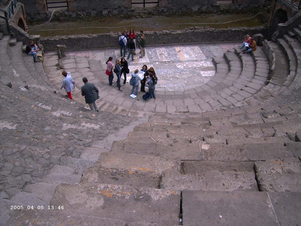 VIII.7.19 Pompeii. April 2005. Looking south towards stage. Photo courtesy of Klaus Heese.