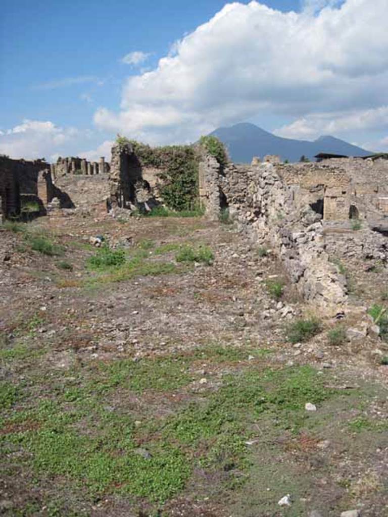 VIII.7.26 Pompeii. September 2010. Looking north along east wall of garden towards triclinium and atrium. Photo courtesy of Drew Baker.
