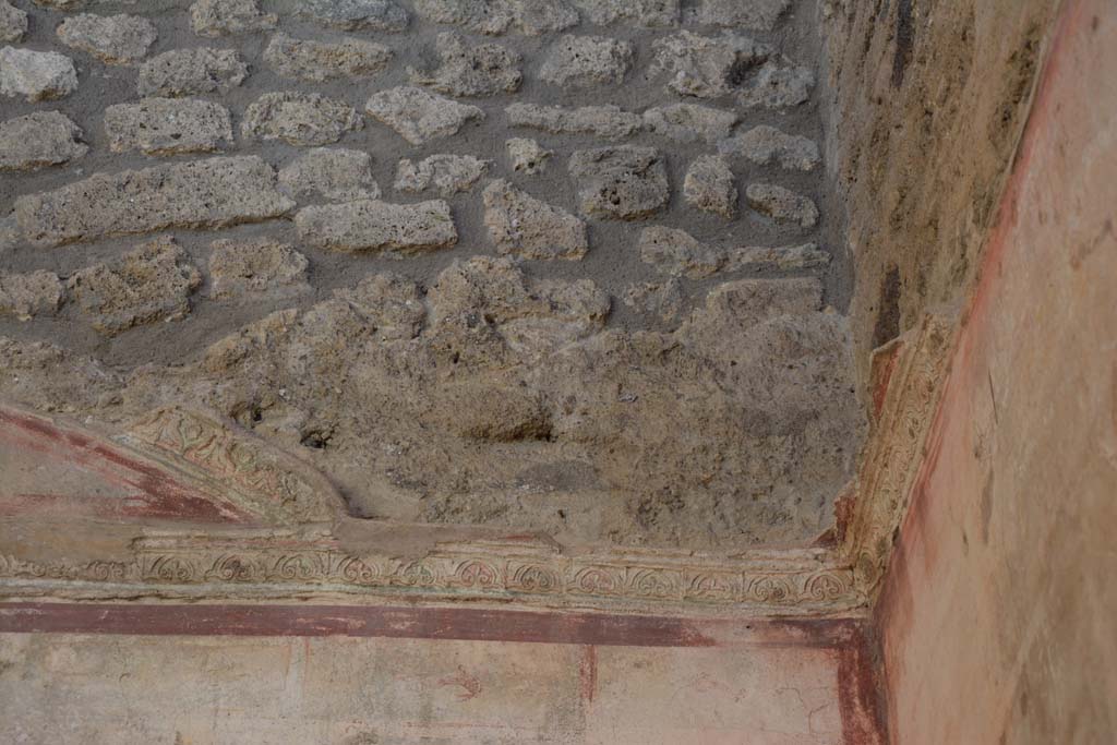 IX.5.11 Pompeii. May 2017. Room f, detail of stucco cornice on west wall at north end.
Foto Christian Beck, ERC Grant 681269 DCOR.

