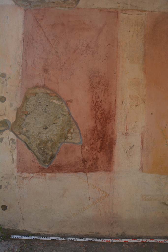 IX.5.11 Pompeii. May 2017. Room h, detail of lower north wall at west end.
In the centre of the diamond shape formed by two parallel lines of carpet borders, a flying swan can be seen.
Foto Christian Beck, ERC Grant 681269 DCOR.


