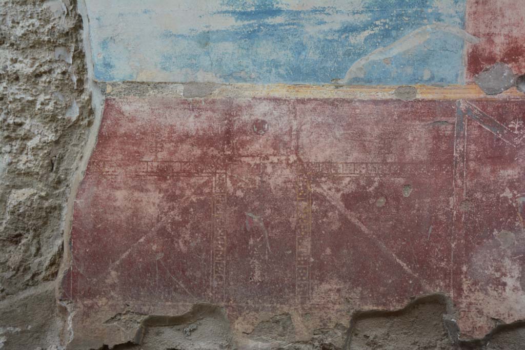 IX.5.11 Pompeii. March 2017. Room I (L), zoccolo below central blue panel on west wall.
Foto Christian Beck, ERC Grant 681269 DÉCOR.
