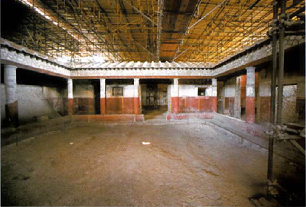 IX.12.9 Pompeii. 2002. Garden area 8, looking north, with reconstructed roof.
See Varone A., 2002. in Nuove Ricerche Archeologiche a Pompei ed Ercolano 2005, p. 191ff.
