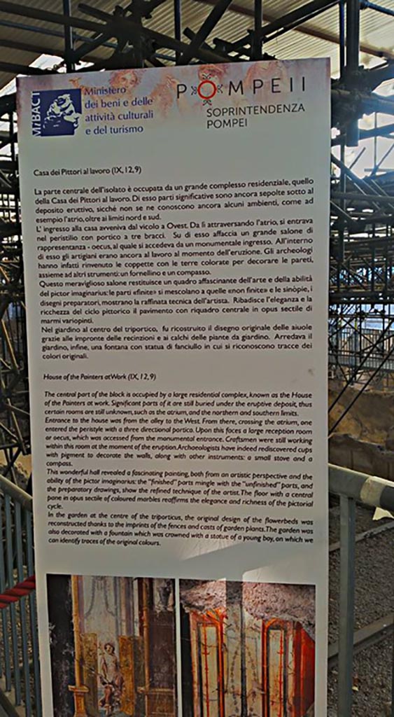 IX.12.9 Pompeii. 2016/2017. 
Information card. Photo courtesy of Giuseppe Ciaramella.
