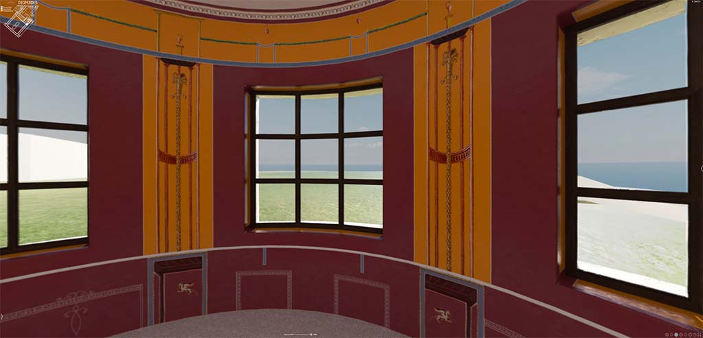 HGW24 Pompeii. 3D reconstruction of south side of semi-circular bedroom.
© Villa Diomedes Project http://villadiomede.huma-num.fr/3D/app.html 
(Villa Diomedes Project – area 17). 
(Fontaine, room 2,12).
