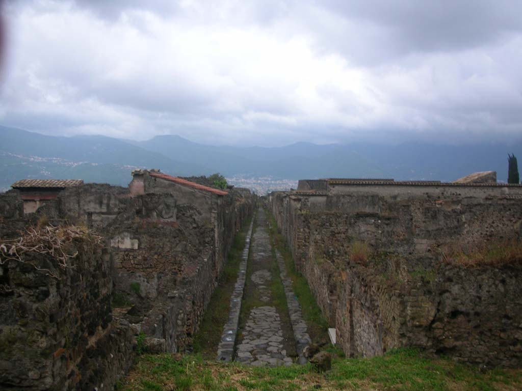 Vicolo di Modesto, Pompeii. May 2010. Looking south from Tower XII. Photo courtesy of Ivo van der Graaff.